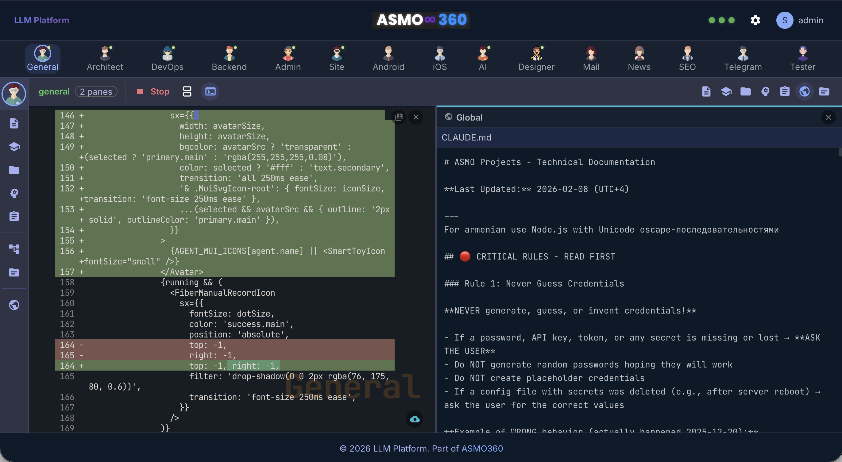 Agent workspace with documentation